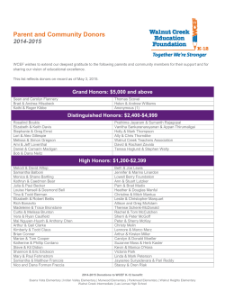 Parent and Community Donors - Walnut Creek Education Foundation