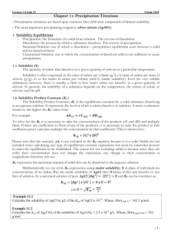Chapter 11: Precipitation Titrations