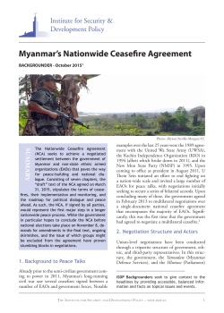 Myanmar`s Nationwide Ceasefire Agreement