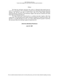 Preface The following oral history transcript is the result of a