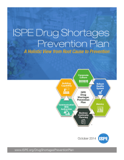 ISPE Drug Shortages Prevention Plan