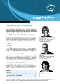 Indemnities in Commonwealth Contracting