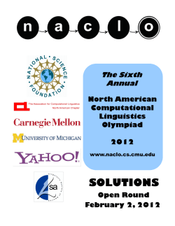 Round 1 Solutions - North American Computational Linguistics