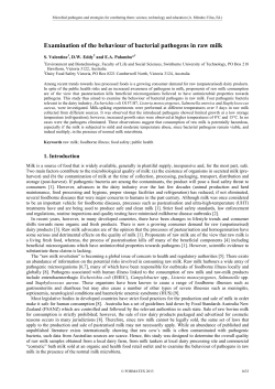 Examination of the behaviour of bacterial pathogens in raw milk