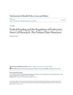 Federal Funding and the Regulation of Embryonic Stem Cell