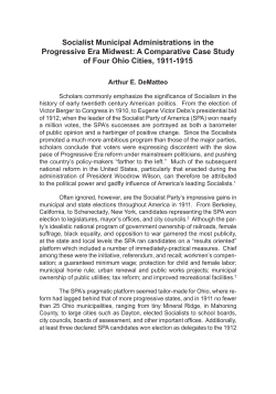 Socialist Municipal Administrations in the Progressive Era Midwest