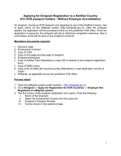 Applying for Emigrant Registration to a Notified Country (For ECR