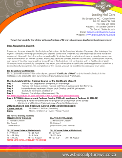 2012 Manicure and Pedicure Course Dates at Stellenbosch: