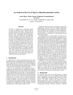 An Analysis of the Use of Tags in a Blog Recommender System