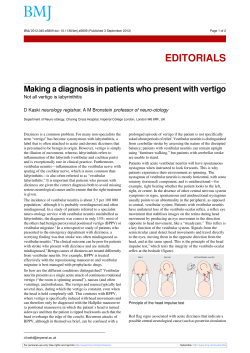 Making a diagnosis in patients who present with vertigo