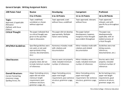 General Sample: Writing Assignment Rubric 100 Points Total Novice