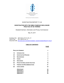 Investigation Into The Simultaneous Disclosure Practice Of BC Ferries