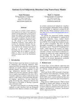 Sentence-Level Subjectivity Detection Using Neuro