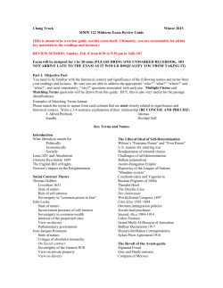 Chang Track Winter 2015 MMW 122 Midterm Exam Review Guide
