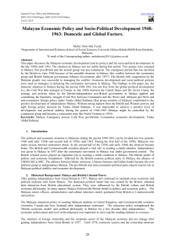 Malayan Economic Policy and Socio