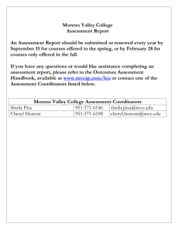 Moreno Valley College Assessment Report An
