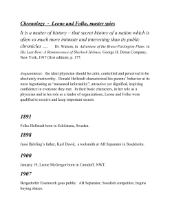 Chronology - Leone and Folke, master spies It is a matter of history