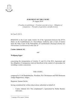 JUDGMENT OF THE COURT 29 August 2014* In Case