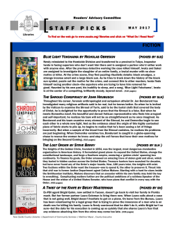 this month`s Staff Picks Newsletter