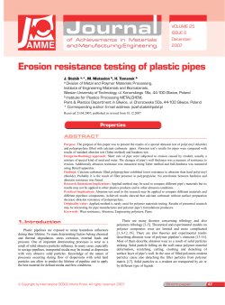 Erosion resistance testing of plastic pipes