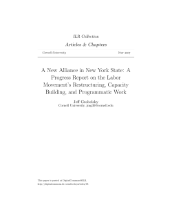 A New Alliance in New York State: A Progress Report on the Labor