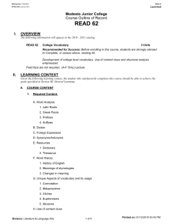 READ 62 - MJC - Curriculum Committee
