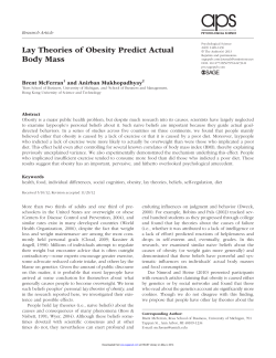 Lay Theories of Obesity Predict Actual Body Mass