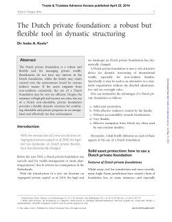 The Dutch private foundation: a robust but flexible tool in dynastic