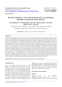 physico-chemical analysis of river swat at