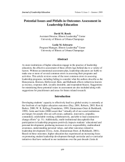 Potential Issues and Pitfalls in Outcomes Assessment in Leadership