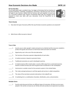 How Economic Decisions Are Made ENTR 1-8