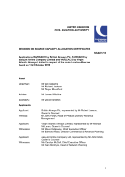 DECISIONS ON APPLICATIONS FOR A SCARCE CAPACITY