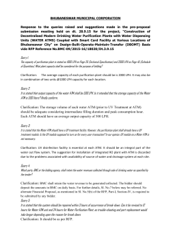 Query 2: It is stated that output capacity of the water ATM shall be