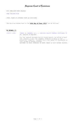 2012-C -1892 TOMMIE M. GRANGER, M.D. v. CHRISTUS HEALTH