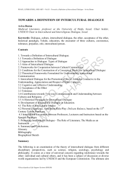 Towards a Definition of Intercultural Dialogue