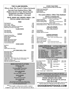 Clam Digger Menu