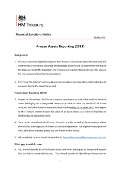 Frozen Assets Reporting (2015)