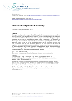 Horizontal Mergers and Uncertainty - Economics E