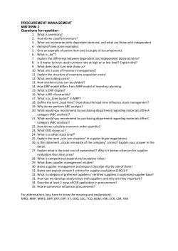 PROCUREMENT MANAGEMENT MIDTERM 2 Questions for