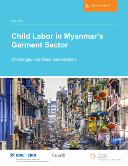 Child Labor in Myanmar`s Garment Sector: Challenges and