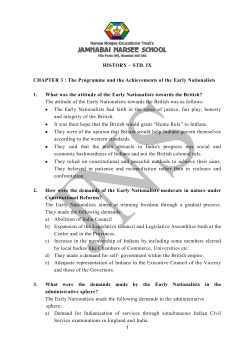 The Programme and the Achievements of the Early Nationalists 1