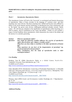 The Social and Cultural Relations of Reproduction