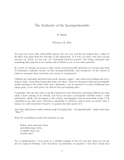 The Authority of the Incomprehensible