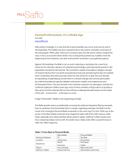 Farewell Information, it`s a Media Age