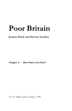 How poor is too poor? - Poverty and Social Exclusion