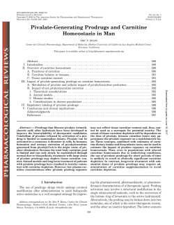 Pivalate-Generating Prodrugs and Carnitine Homeostasis in Man