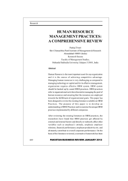 Human Resource Management Practices: A COMPREHENSIVE