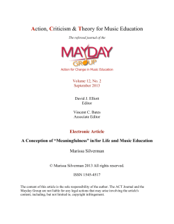 Electronic Article A Conception of &ldquo;Meaningfulness&rdquo; in/for Life and
