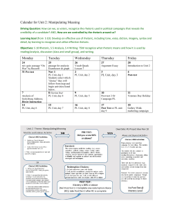 Calendar for Unit 2: Manipulating Meaning Monday Tuesday