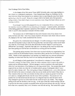 Dear Exchange Club of East Dallas, As the chapter of my first year at